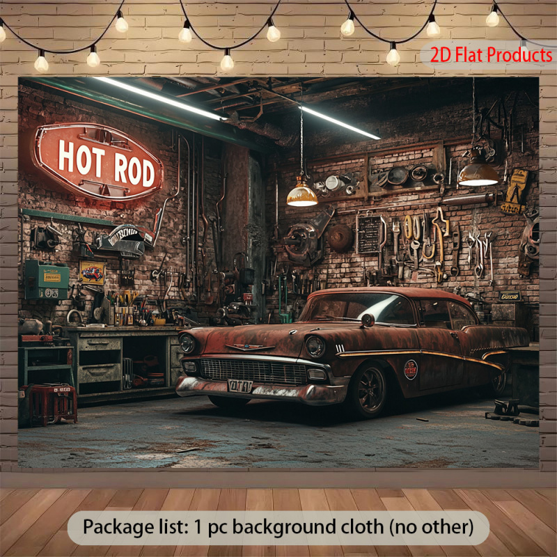 Auto Repair Shop Background - 1빈티지 자동차 차고 배너 배경 -