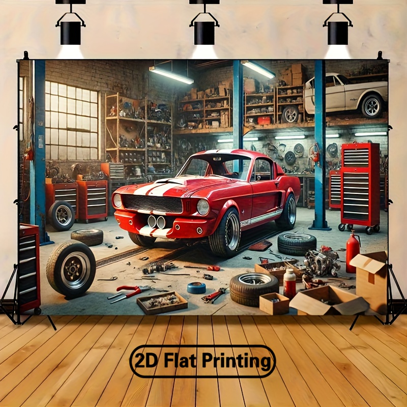 클래식 자동차 정비소 배경 빈티지 자동차 수리점 장면  - Auto Repair Shop Background 리뷰 및 가격